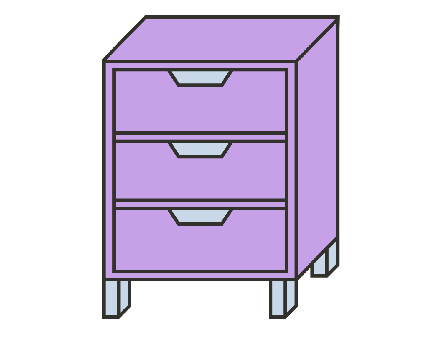 Lavender three-drawer archive cabinet