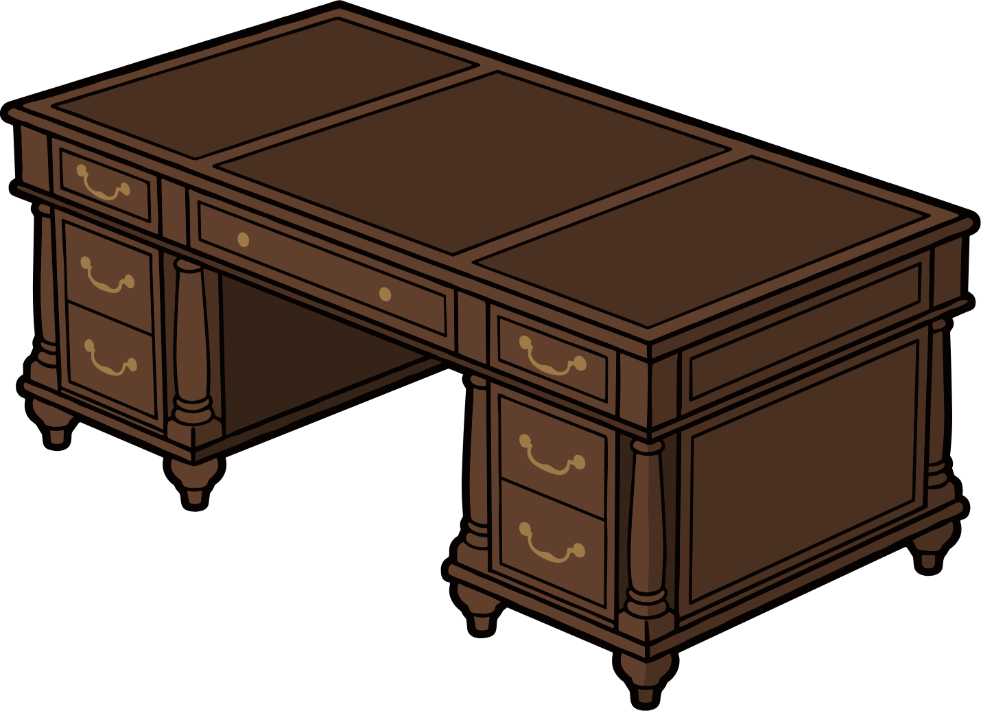 A dark wooden writing desk