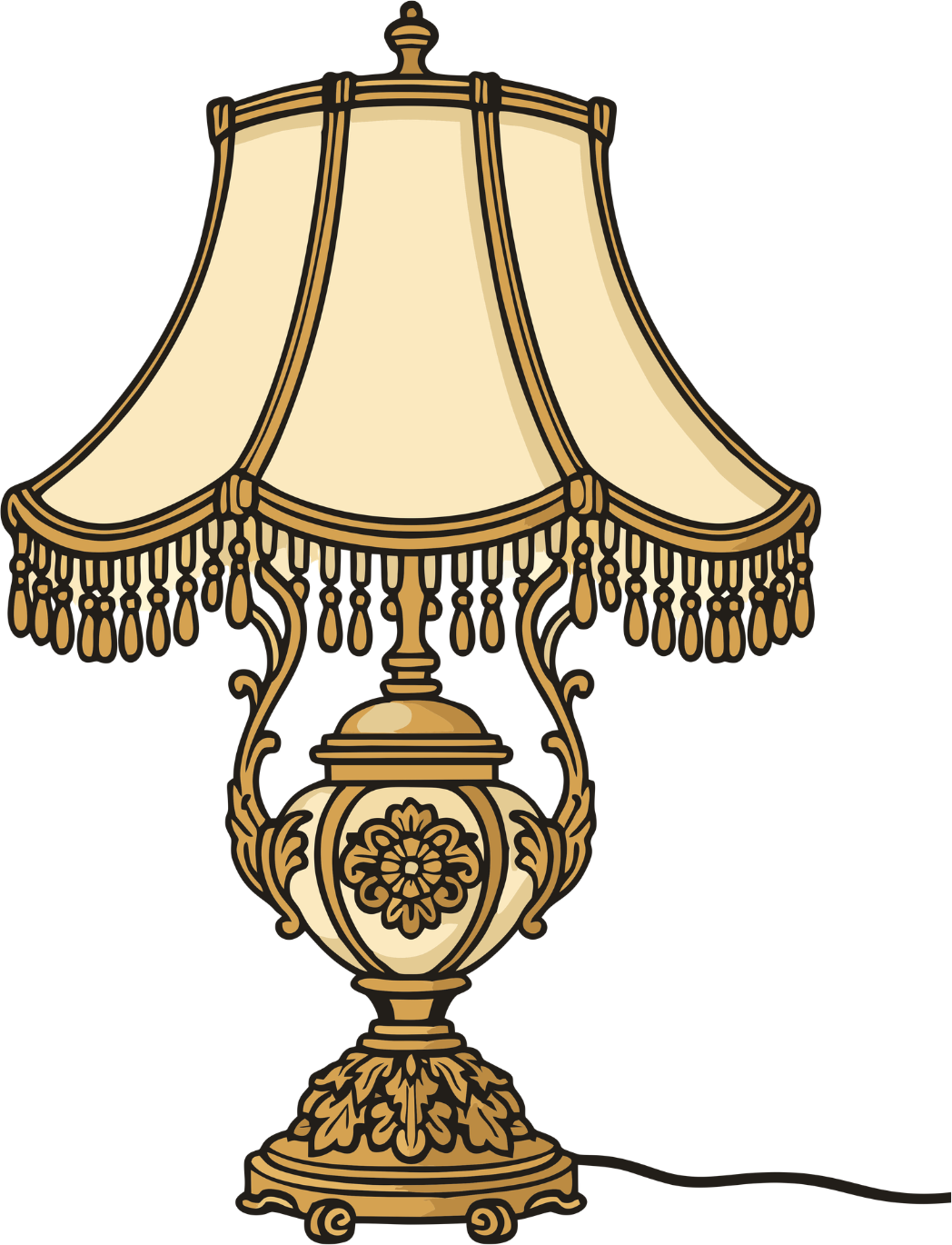 An antique desk lamp